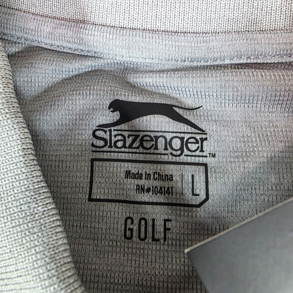 Slazenger Golf Polo Shirt Men's Sz Large Grey Short Sleeve Wicking + UPF 15 NWT - Picture 3 of 8